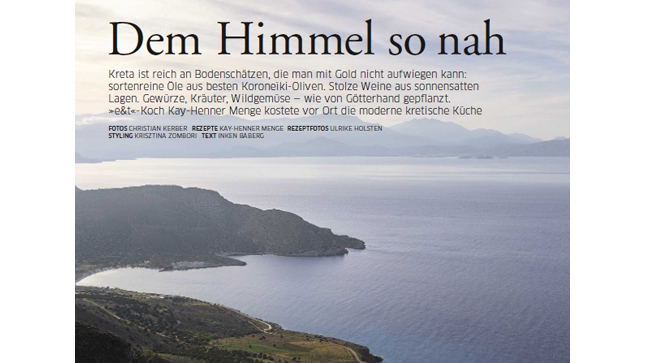 German gastronomy magazine «Essen & Trinken» praises Cretan cuisine