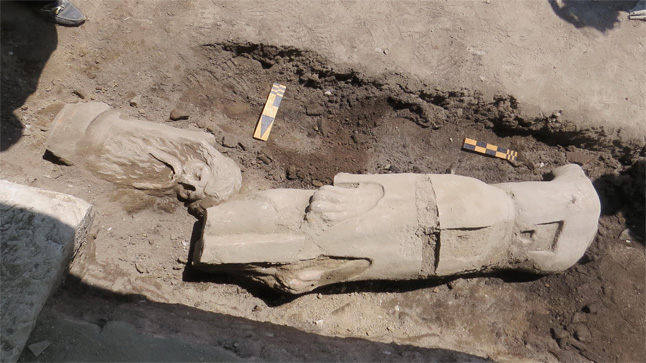 Α marble statue has been discovered in the University Excavation...