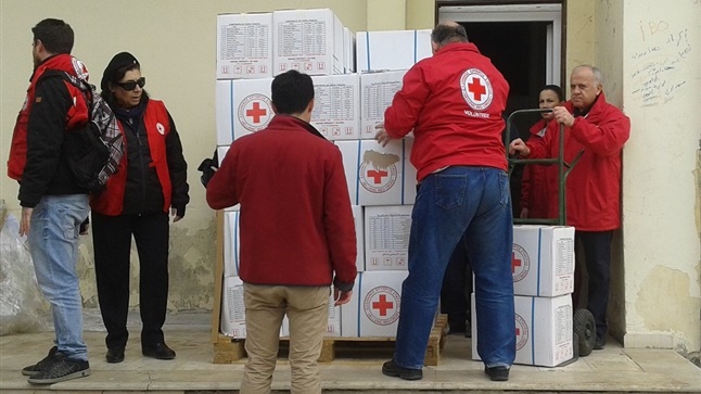 Team of professionals and volunteers of the Greek Red Cross in...