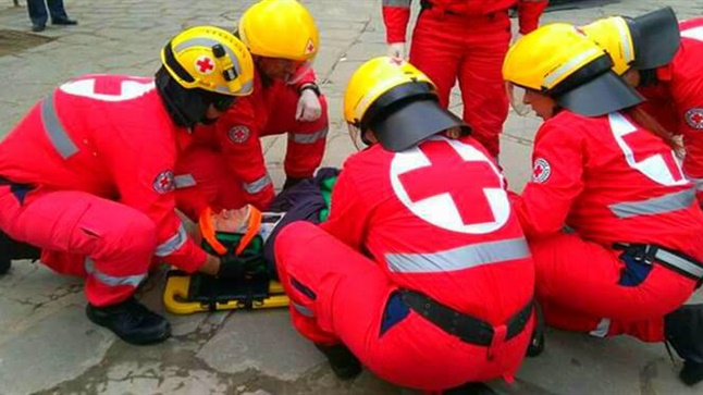 Demonstration of First Aid and Emergency Evacuation by Greek...
