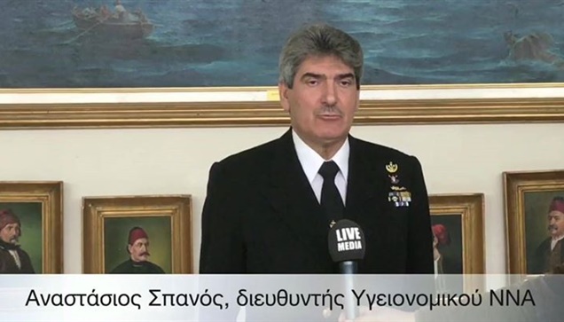 Ο υποναύαρχος Αναστάσιος Σπανός, διευθυντής Διεύθυνσης Υγειονομικού του Ναυτικού...