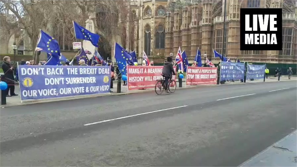 People have gathered outside UK parliament, demanding a second...