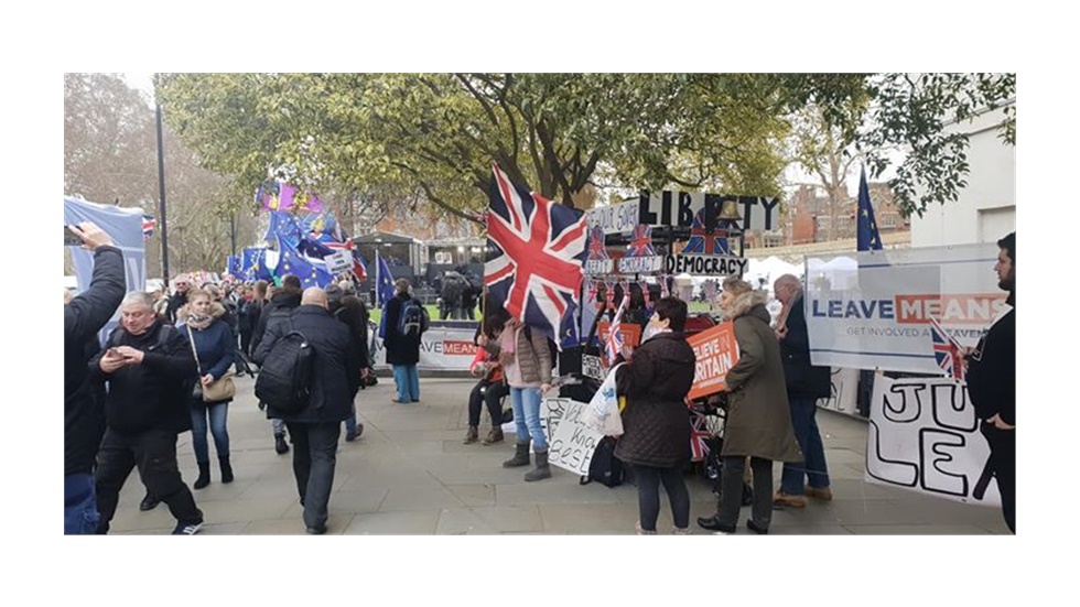 Outside UK parliament ...