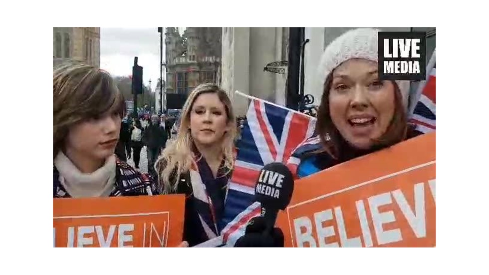 Against or in support of Brexit, people have gathered outside...