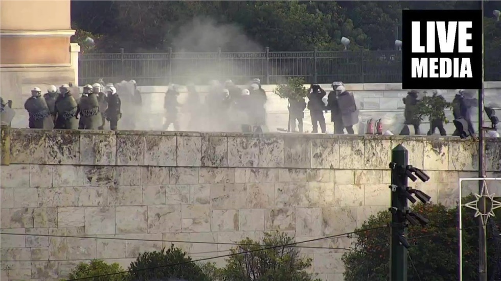 Clashes broke out during today's rally in Athens.