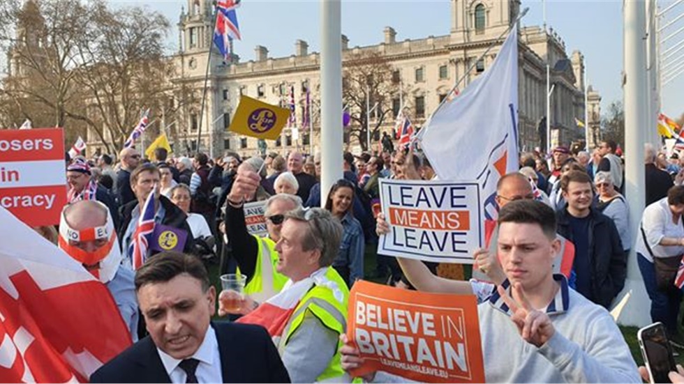 Right now in Central London -  Brexit supporters are rallying...