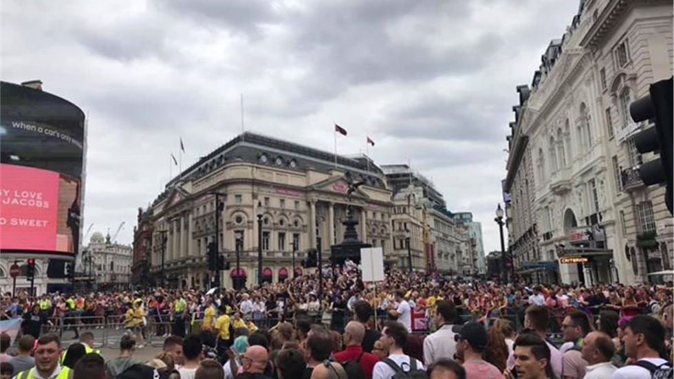 The Pride in London parade has reached Piccadilly Circus.  #prideinlondon...