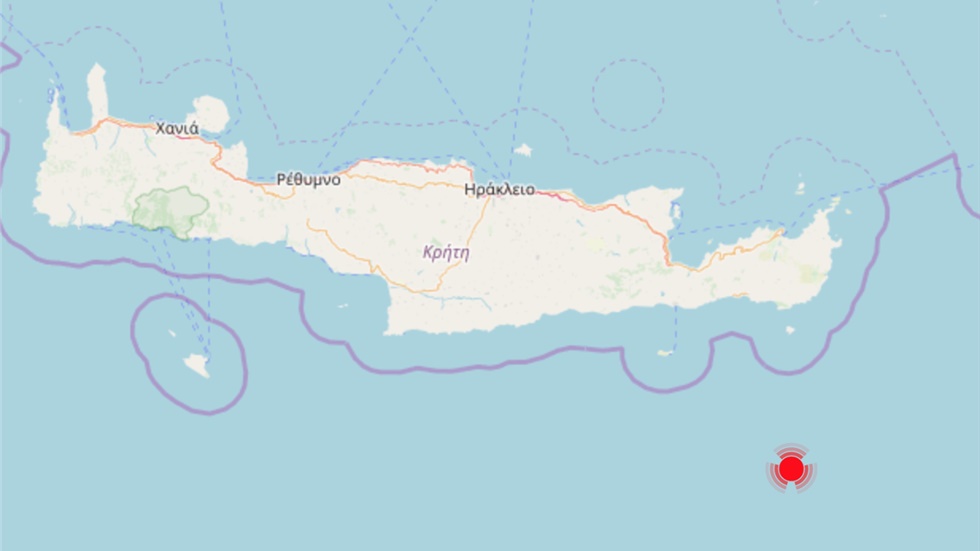 Σεισμός εντάσεως 5 Ρίχτερ ανοιχτά της Κρήτης	