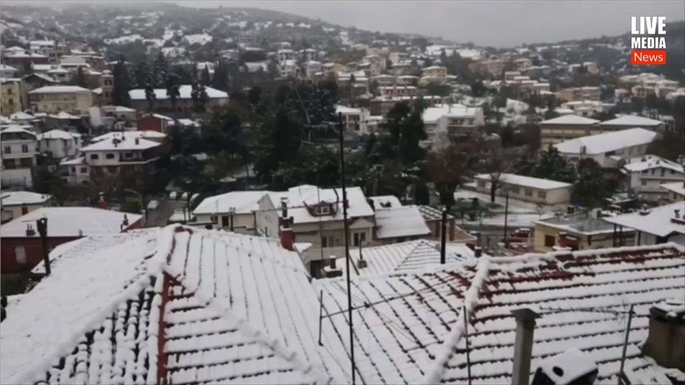 Λευκό τοπίο στο Ασβεστοχώρι Θεσσαλονίκης 