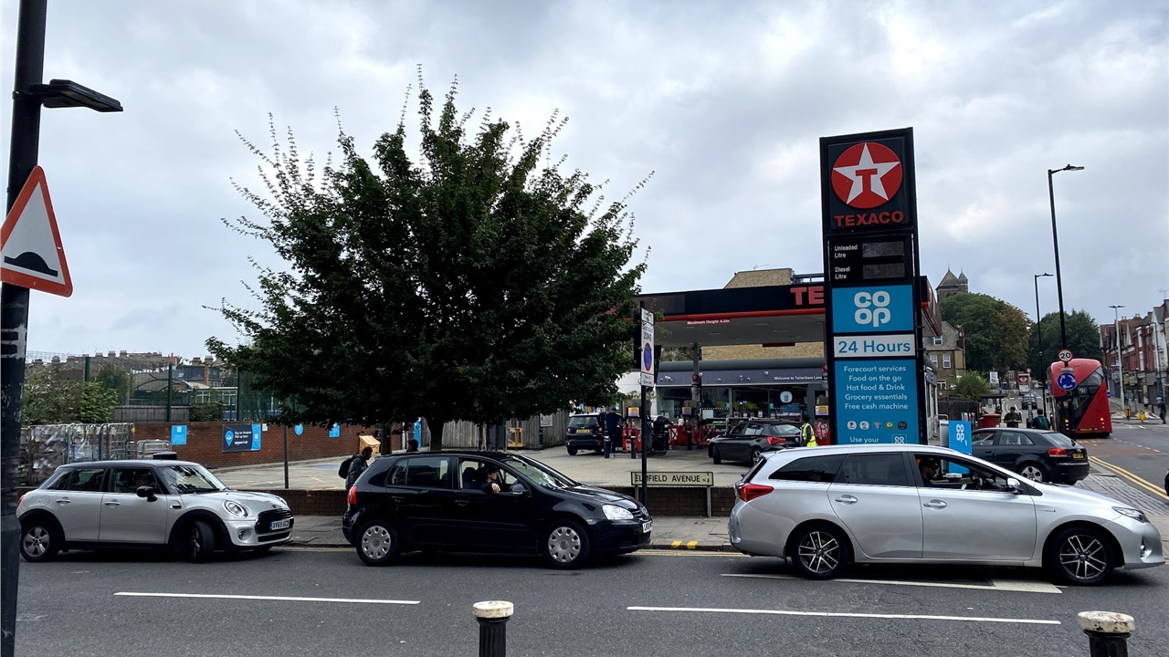 Watch Live: Big queues outside London petrol station as panic...