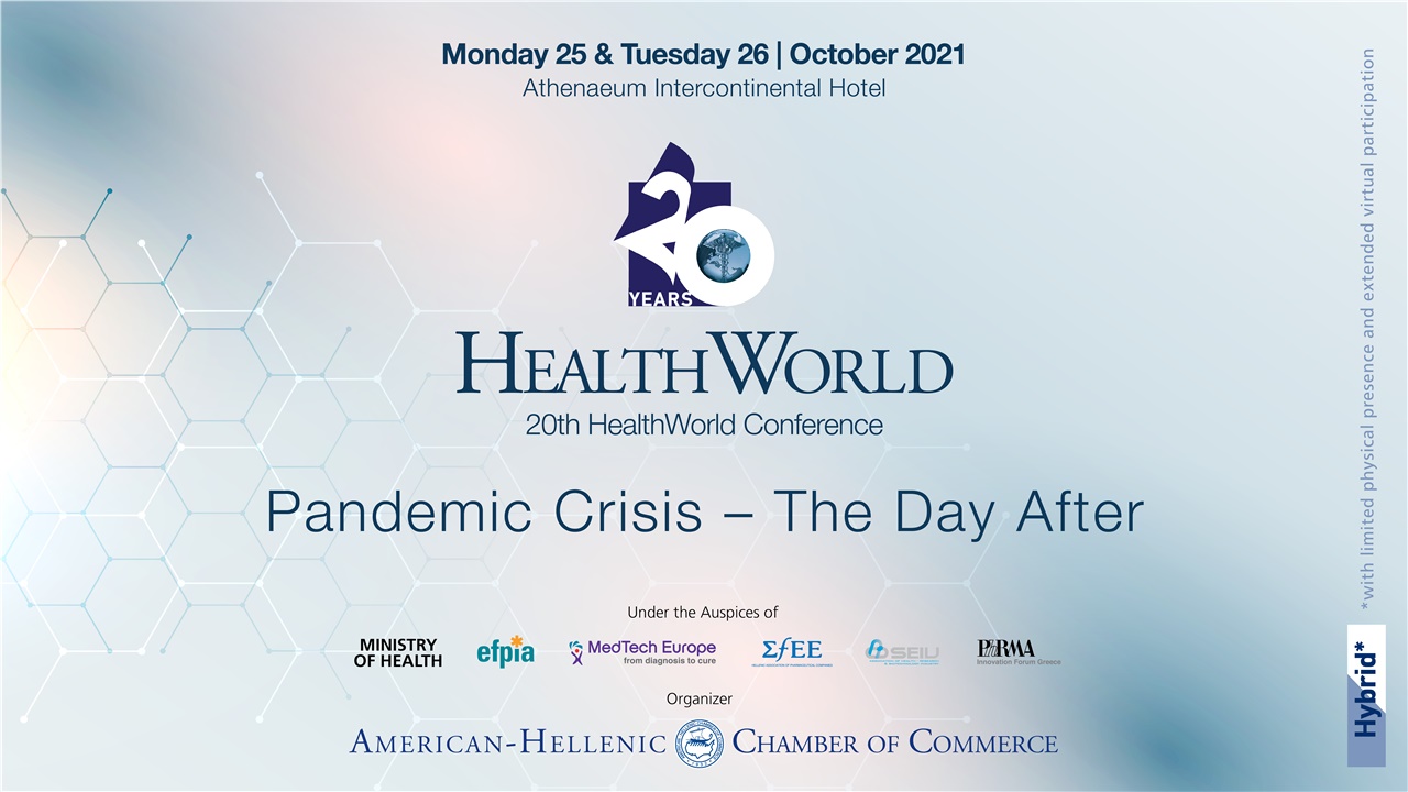 Congresses | HealthWorld 2021: Pandemic Crisis – The Day After | October 25-26 | 11.00 AM