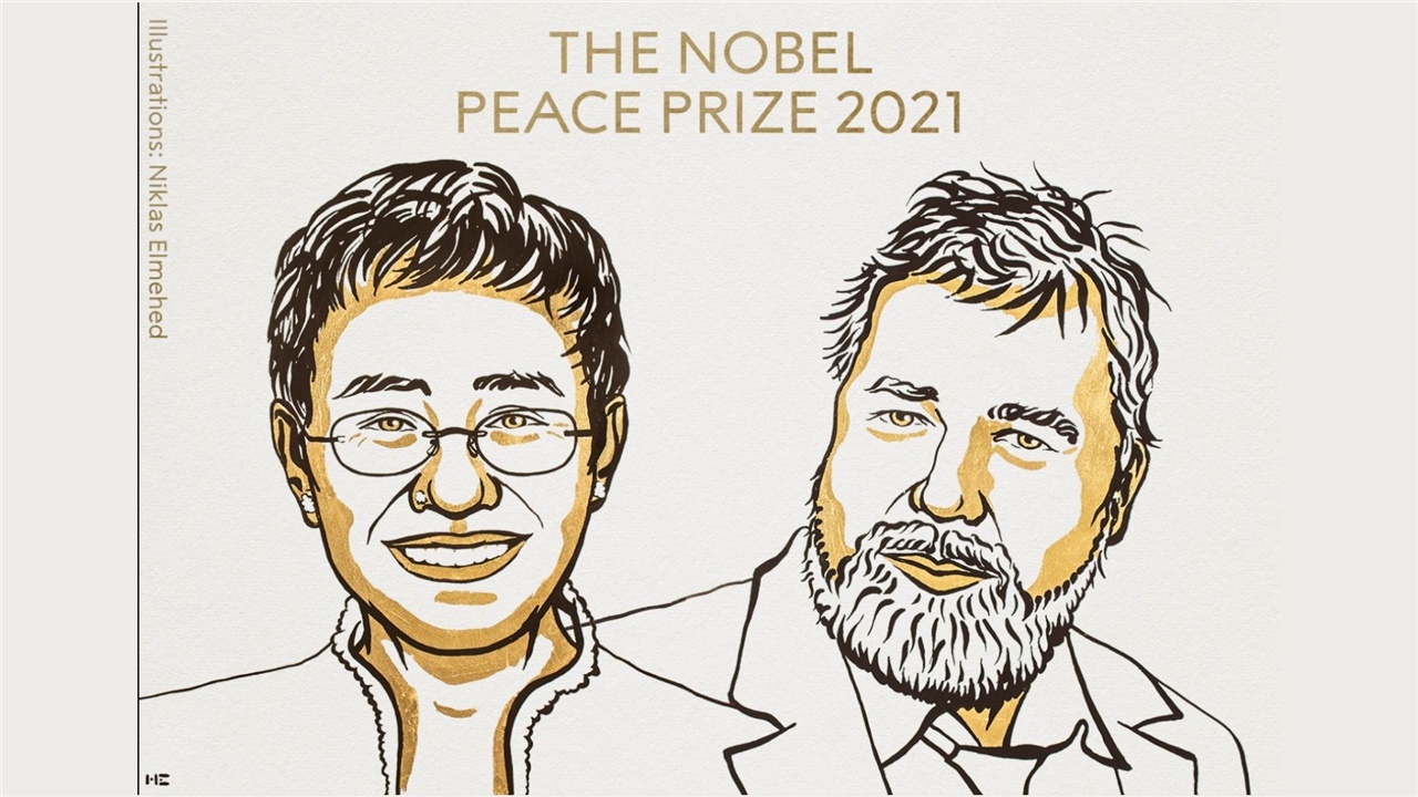 Οι δημοσιογράφοι Μαρία Ρέσα και Ντμίτρι Μουράτοφ τιμήθηκαν με...